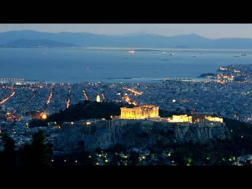 Athens by night from Lycabettus hill