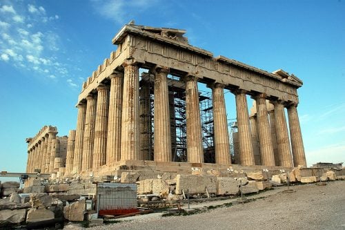 The Parthenon of the Acropolis in Athens, Greece