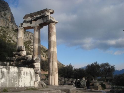 The famous trade mark of Delphi. Temple Athens Pronea, Greece