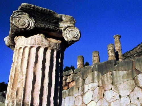 The temple of Apollo in Delphi Greece