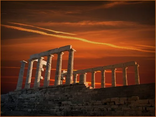 Athens best sunset at cape Sunion